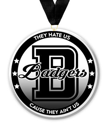 Acrylic Circle Medallions: Badgers 3" Size, .25" 2