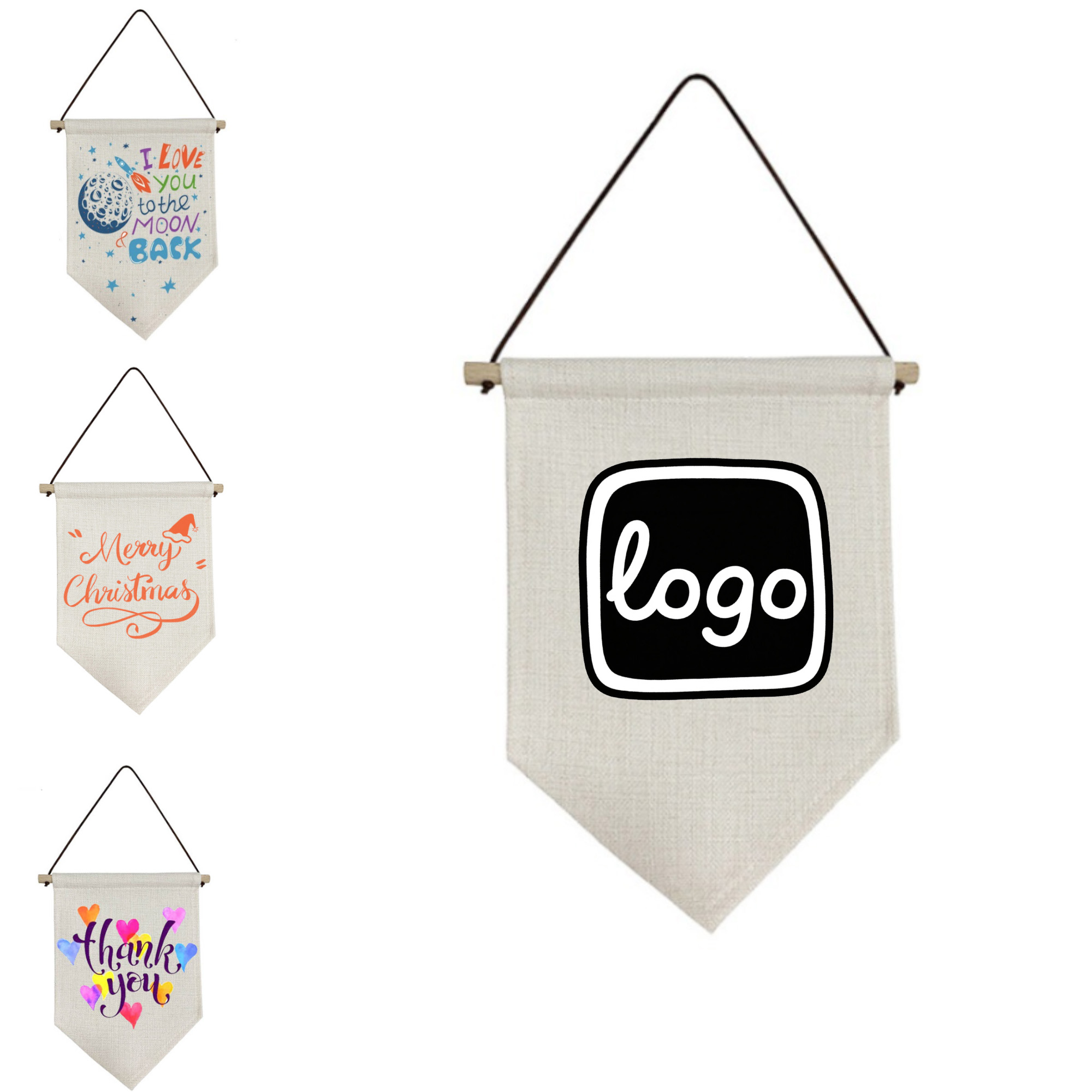 Full Color Triangle Flag Banner Whit Wooden Stick 2