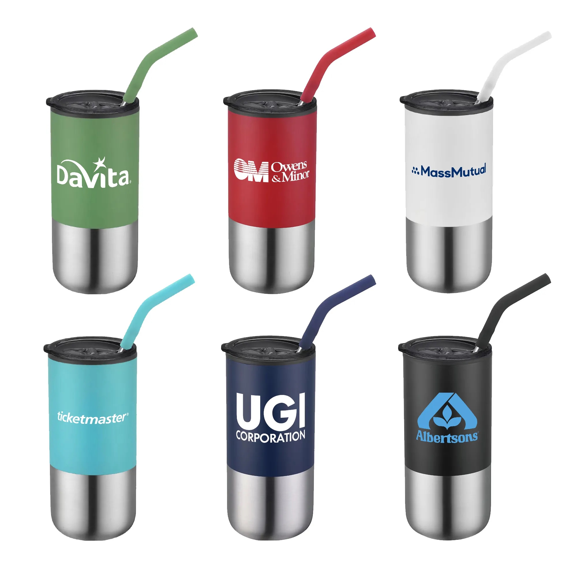 16oz. Double Wall SS / PP Tumbler w/Silicone Sip Steel Straw