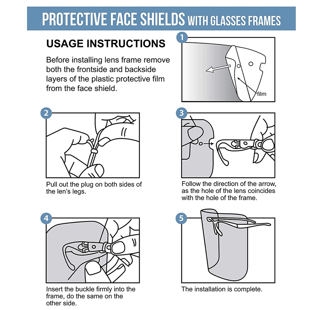 Safety Protective Full Face Shields With Glasses Frames 2