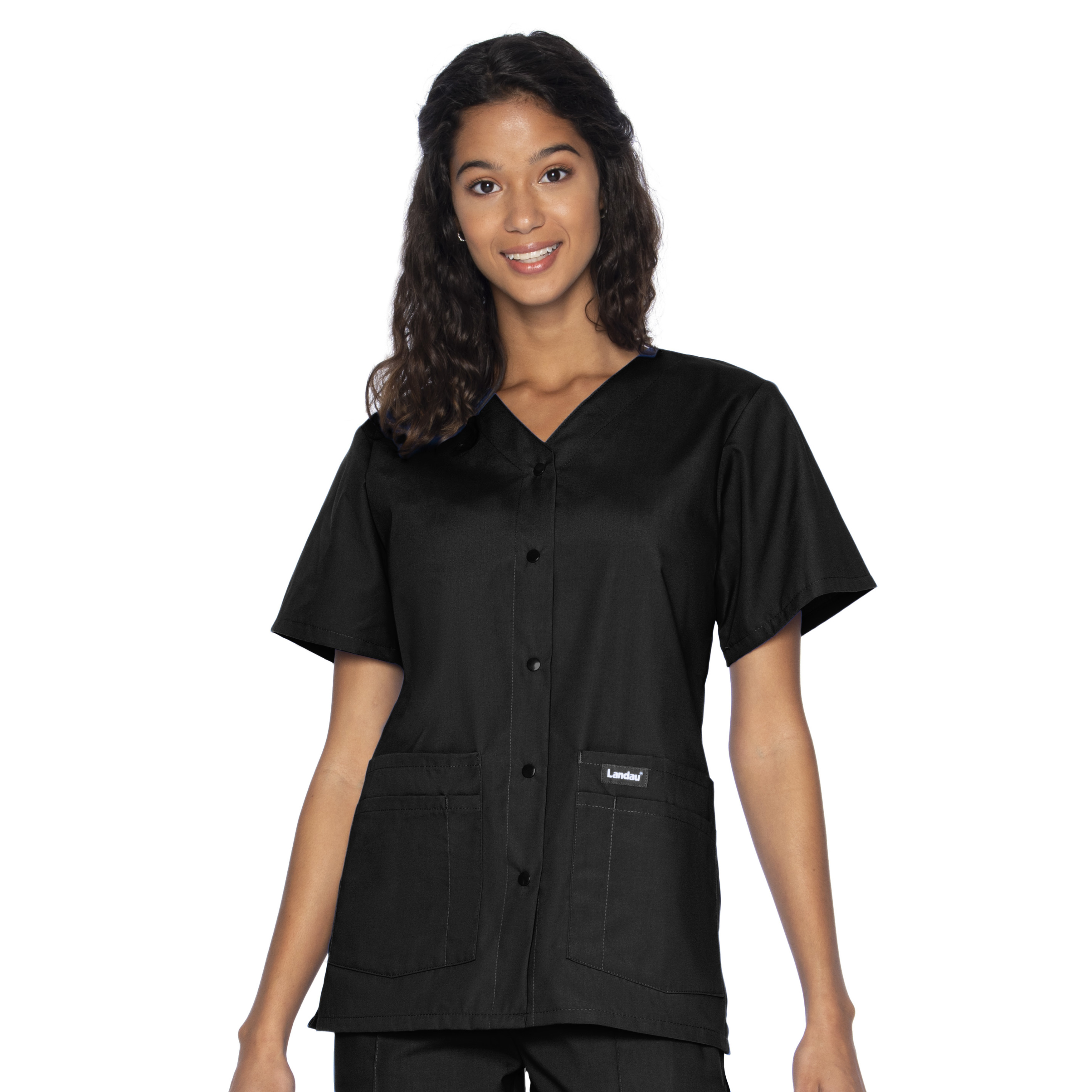 Landau - Essentials - Women's Four-Pocket Snap-Front V-Neck Top 15