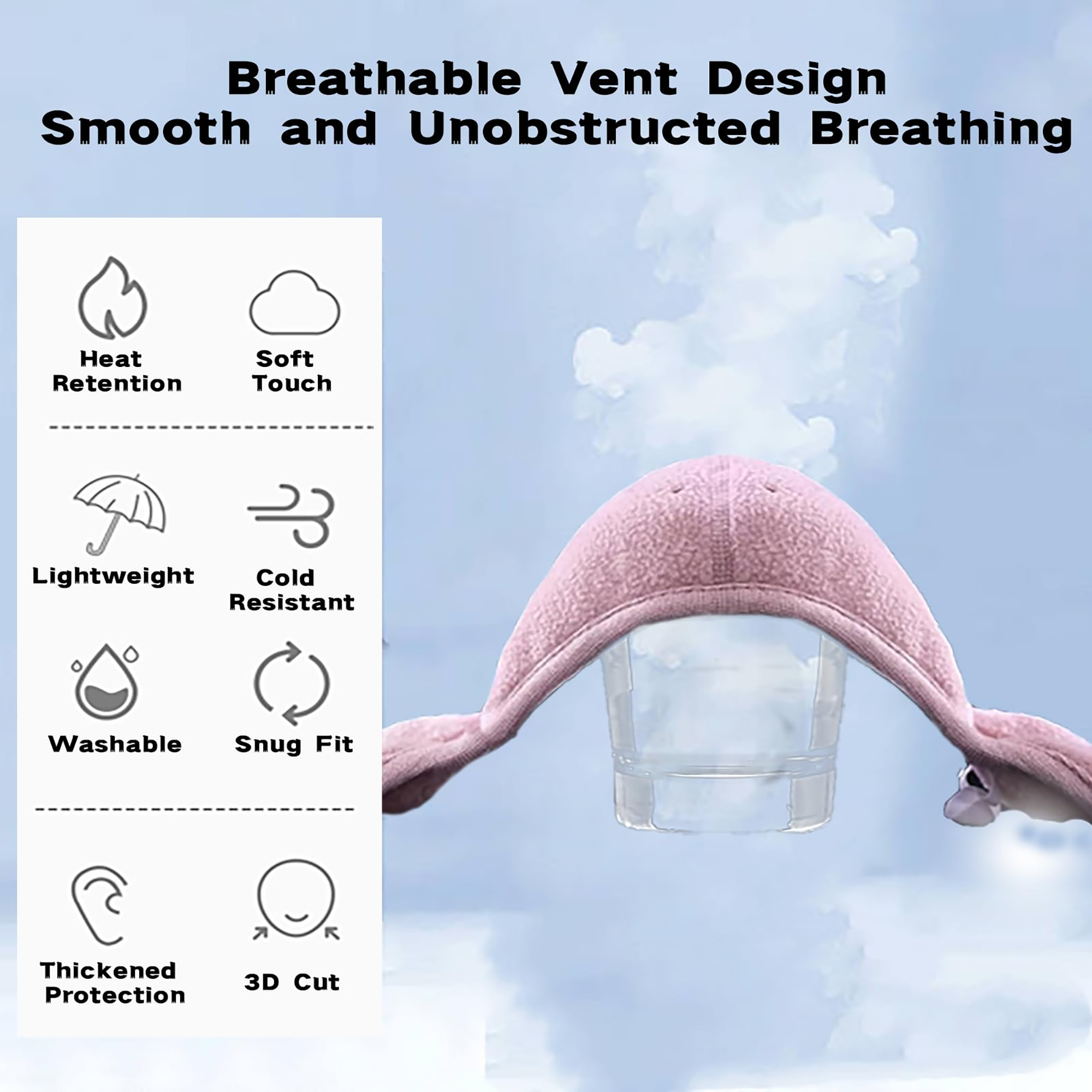 Fleece-Lined Cotton Mask with Windproof Ear Covers 3