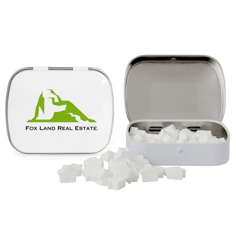 Domed Tin with House Shaped Mints 1