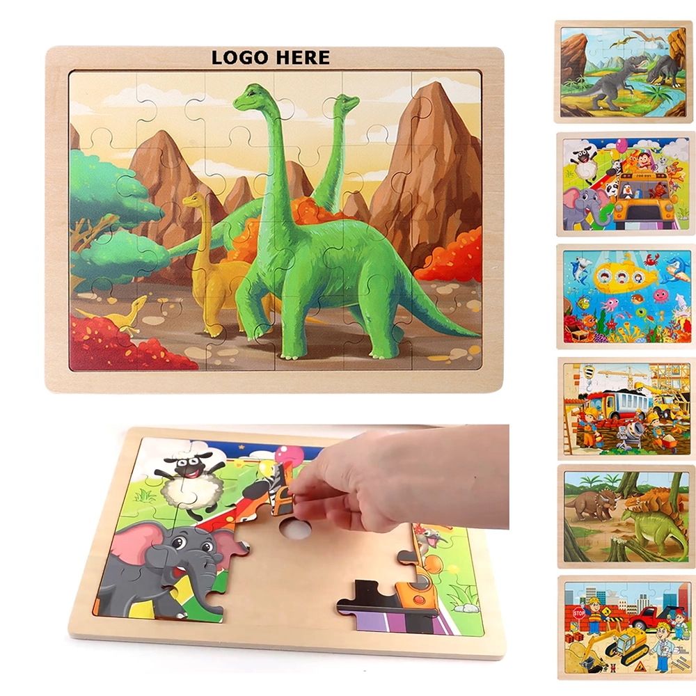 Preschool Jigsaw Puzzles W/ Wooden Storage Tray For Kids 1
