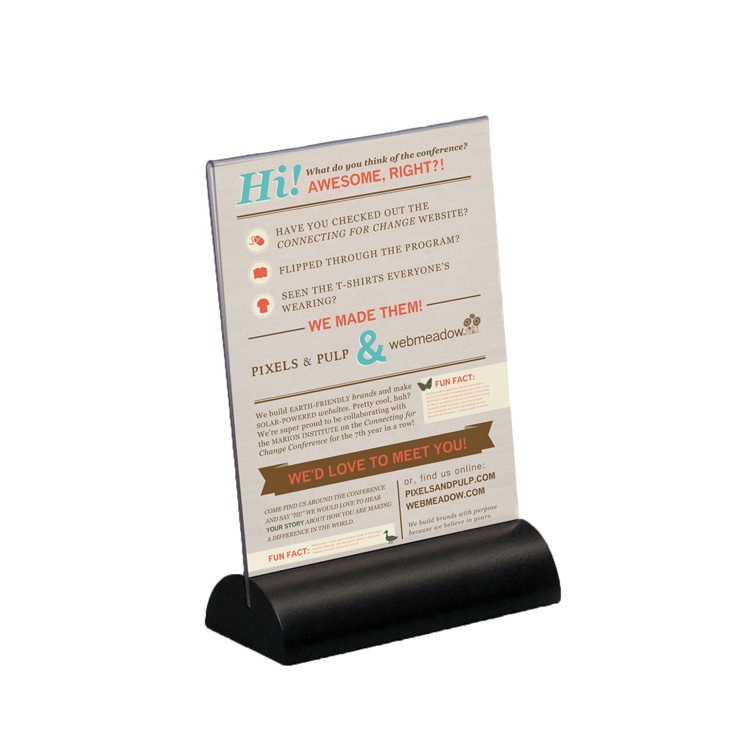 Acrylic Countertop Sign Holder with Wood Base 5w x 7h