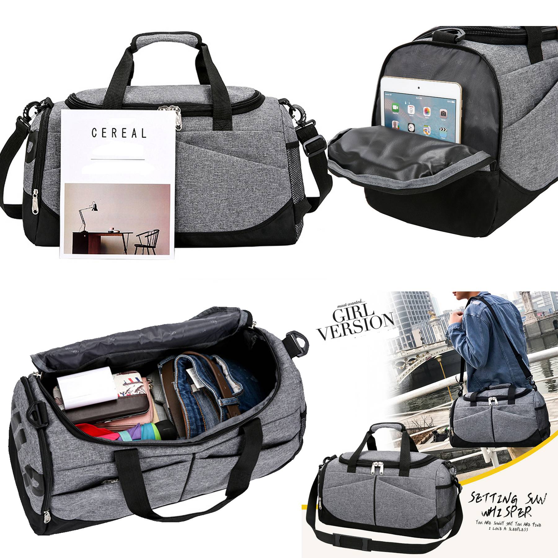Canvas Travel Large Suitcase Sports Duffel Waterproof Bag 4