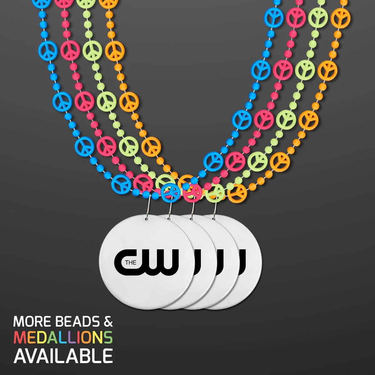Peace Sign Bead Necklaces with White Medallion 2