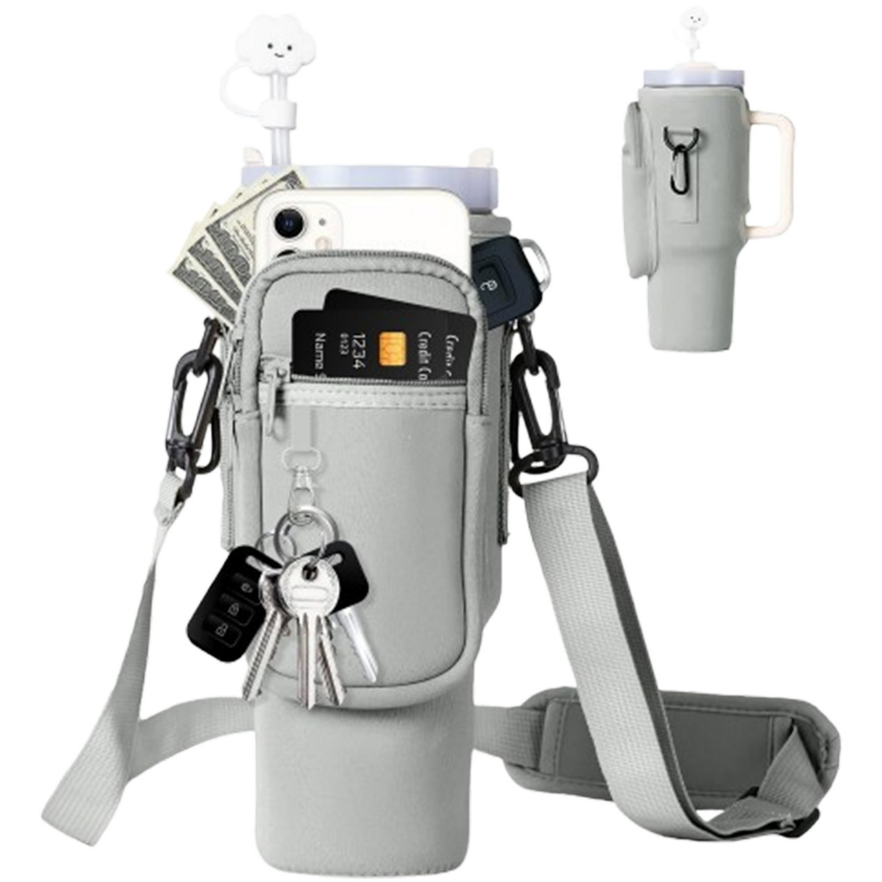 Water Bottle Carrier Bag With Phone Pocket For 40 Oz Tumbler 3