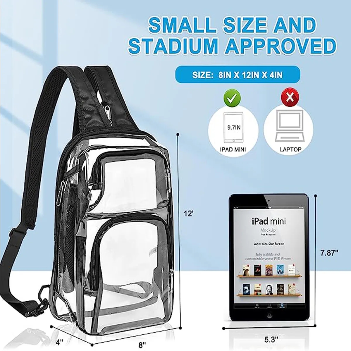 Clear PVC Outdoor Backpack & Sling Bag With Adjustable Strap 8