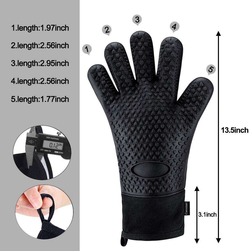 Long Silicone Waterproof BBQ Kitchen Grilling Gloves w/Inner Cotton Layer 7