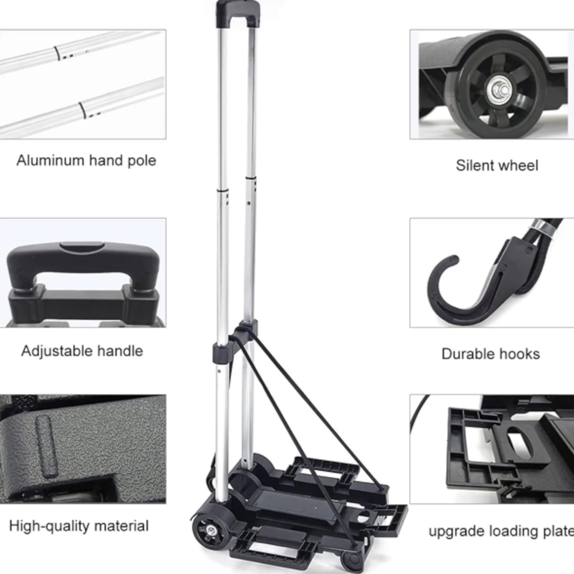 Portable 4 Wheels Foldable Wagon Hand Truck Cart Trolley 5