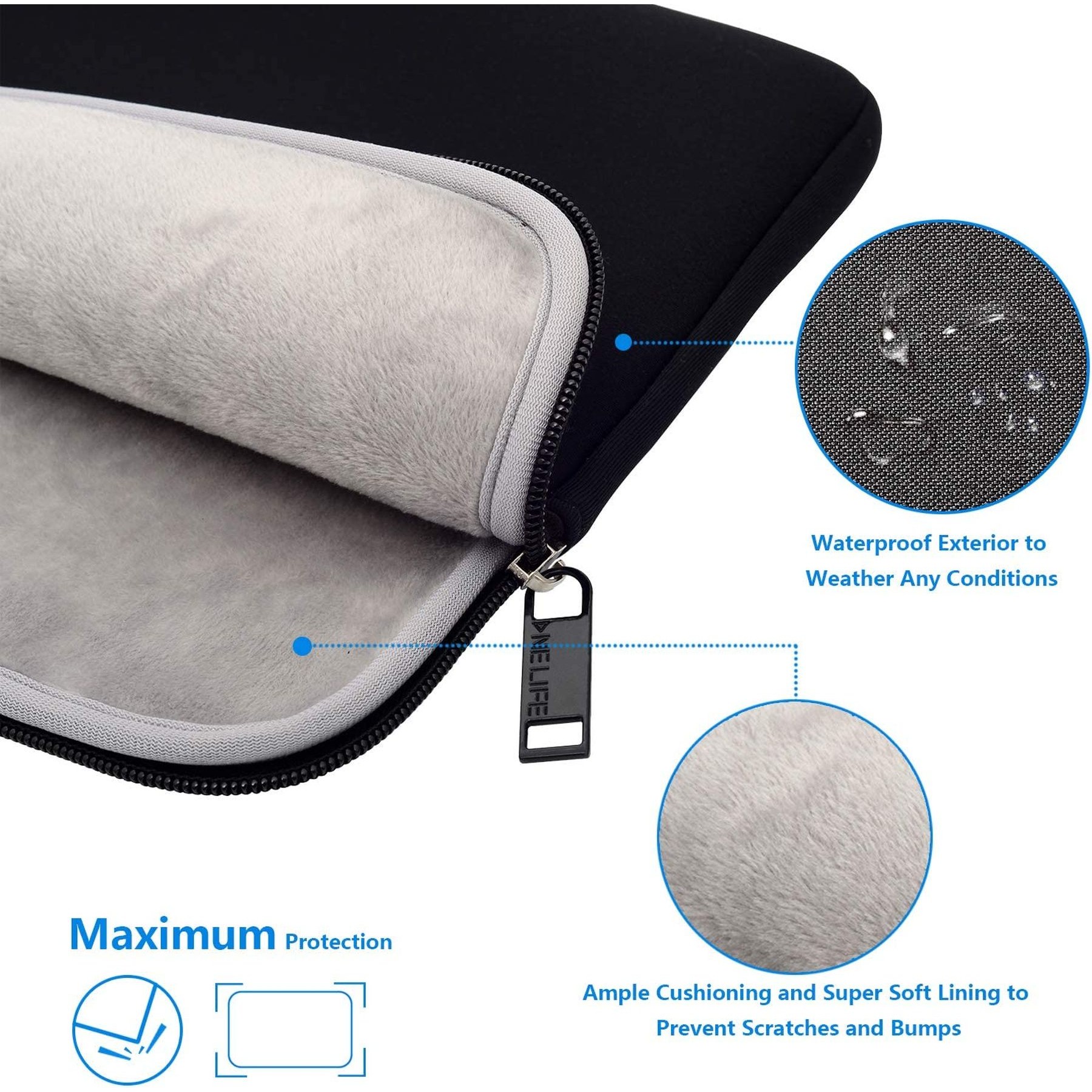 11 Inch Fluffy Lining Water Resistant Neoprene Laptop Sleeve 16