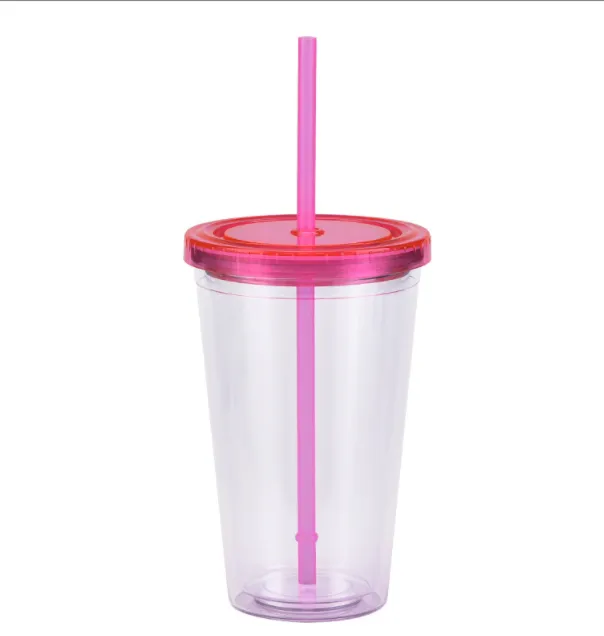 Single Wall Plastic Cup with Lid And Straw 2