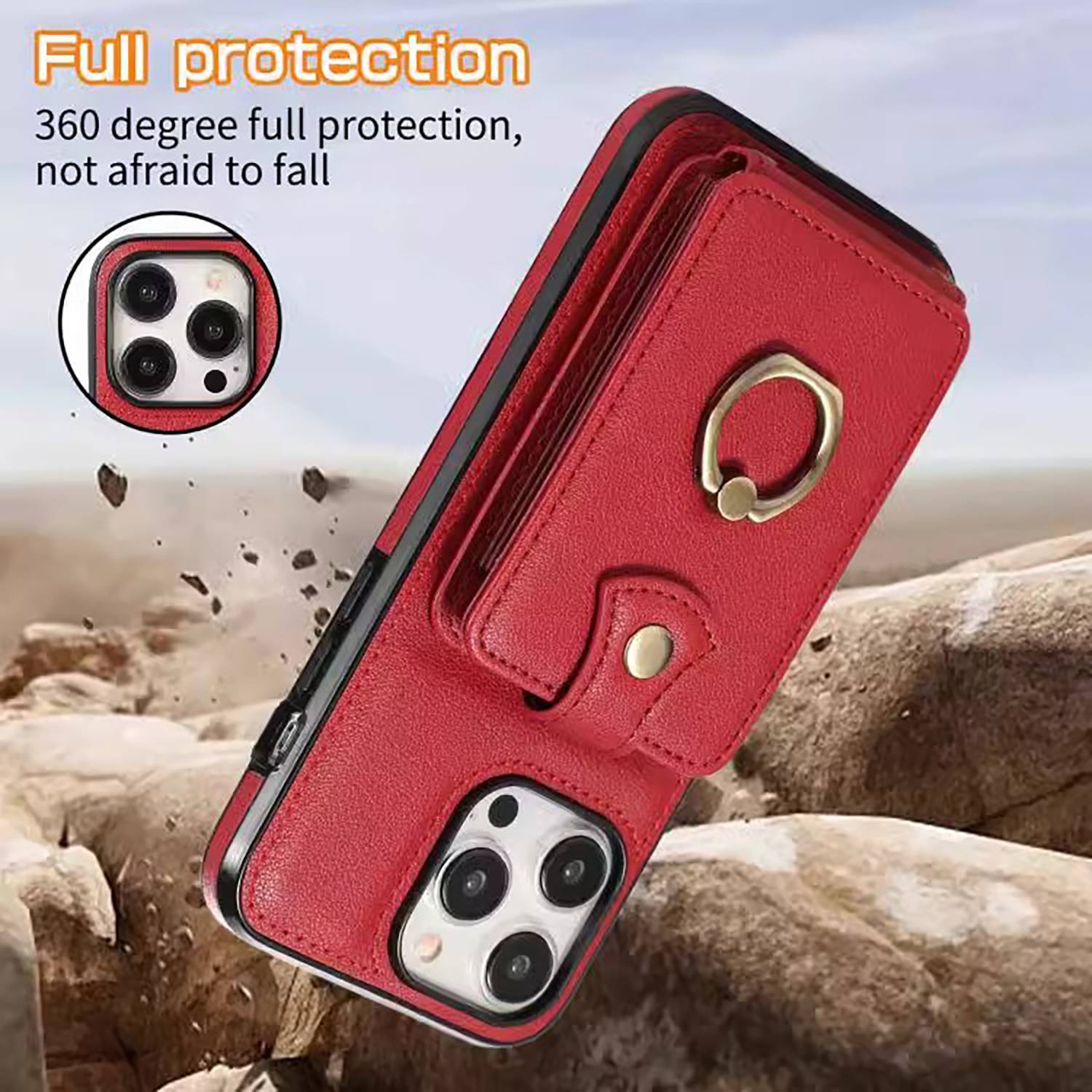 PU Leather Crossbody Phone Case w/ Wallet and Stand 4
