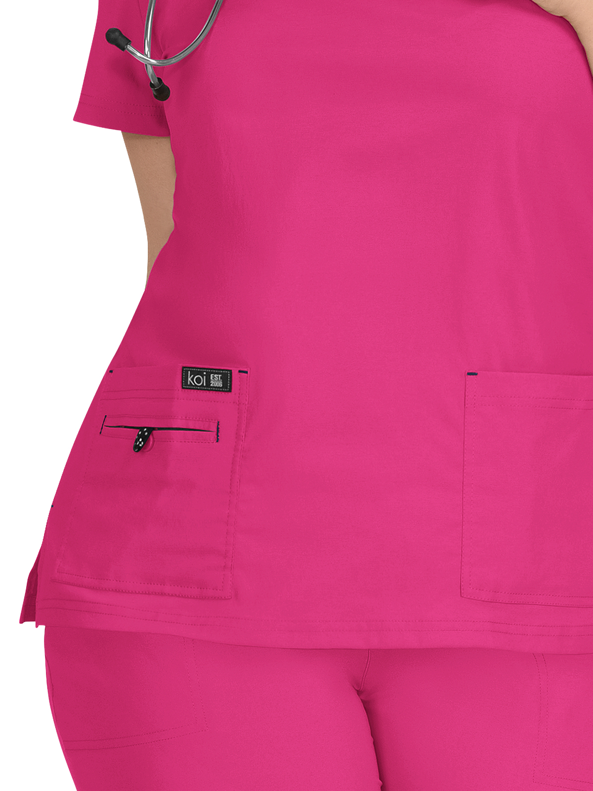 koi - Basics - Women's Four-Pocket Stretch V-Neck Becca Top 28