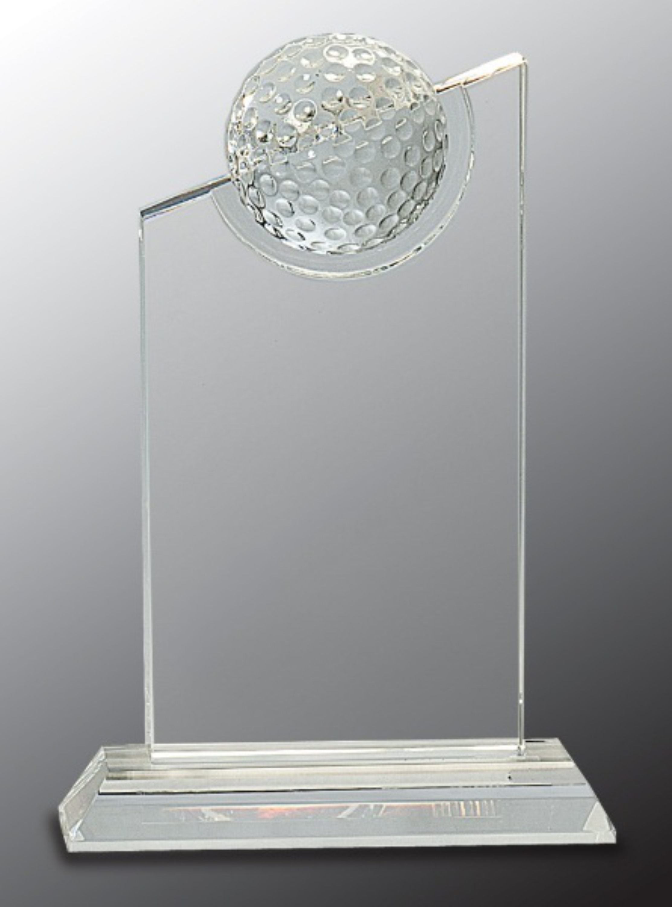 8" Clear Crystal Award with Inset Crystal Golf Ball on Clear Base 3