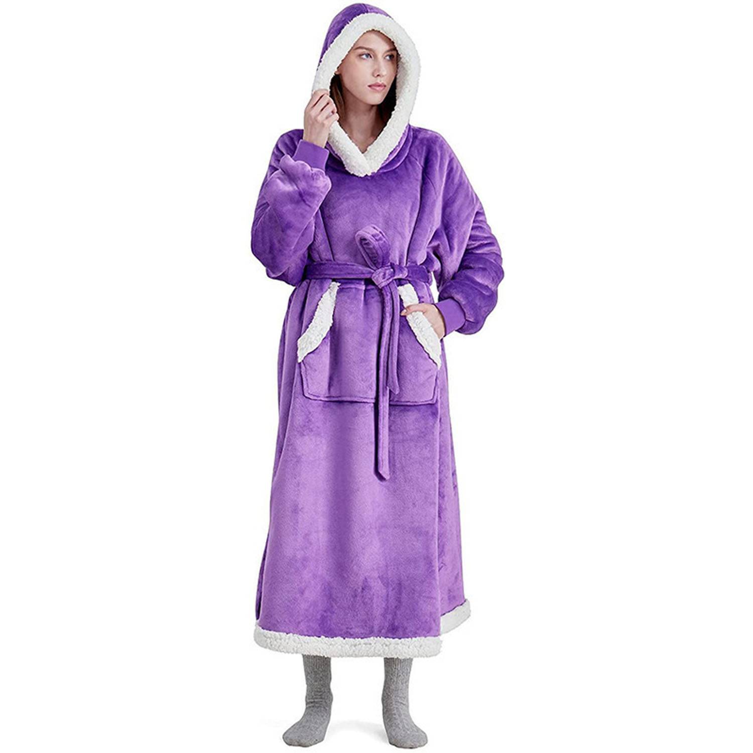 Polyester Wearable Blanket Hoodie w/ Adjustable Waist 7