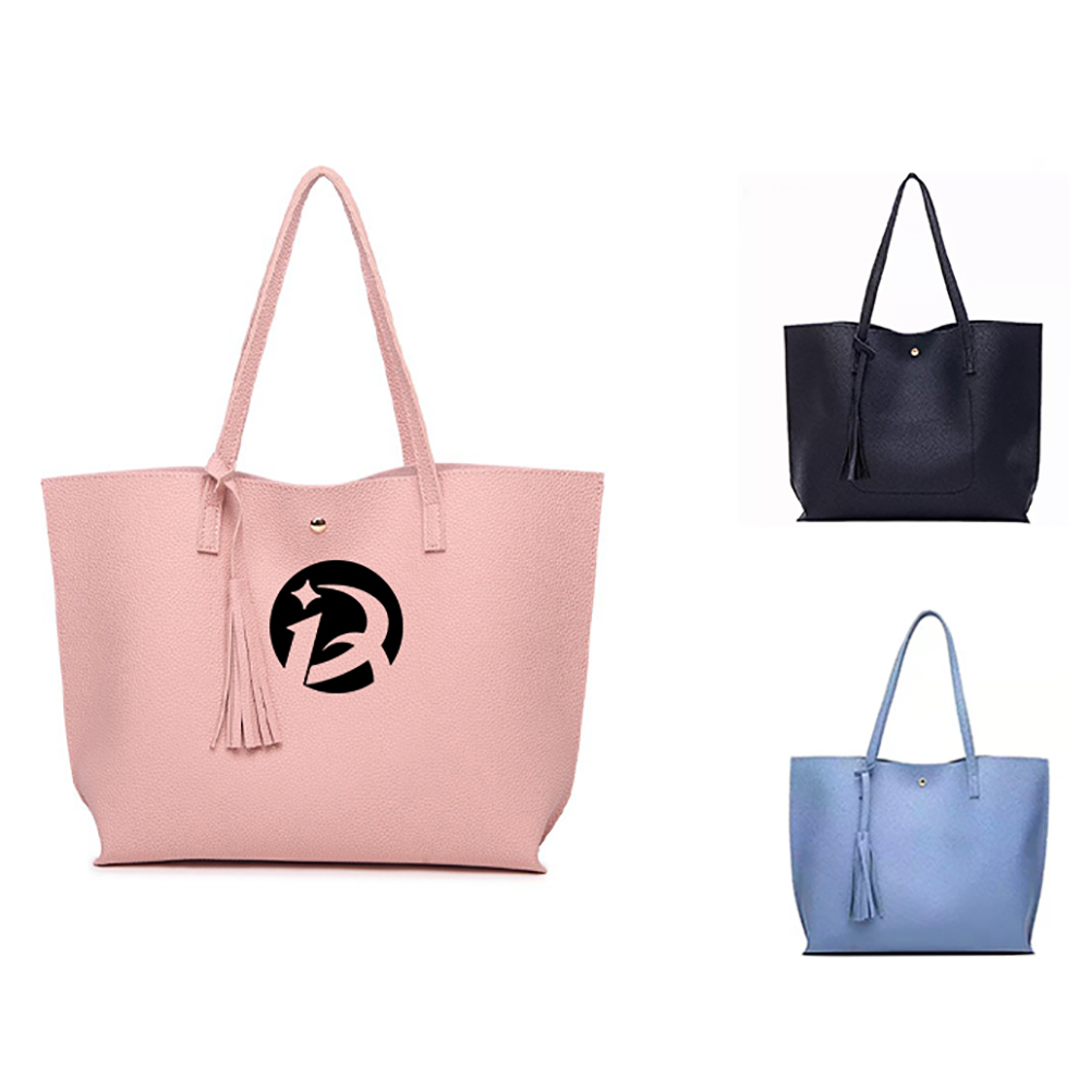 PU Leather Tote Shoulder Bag, custom tote bag with logo imprint 3