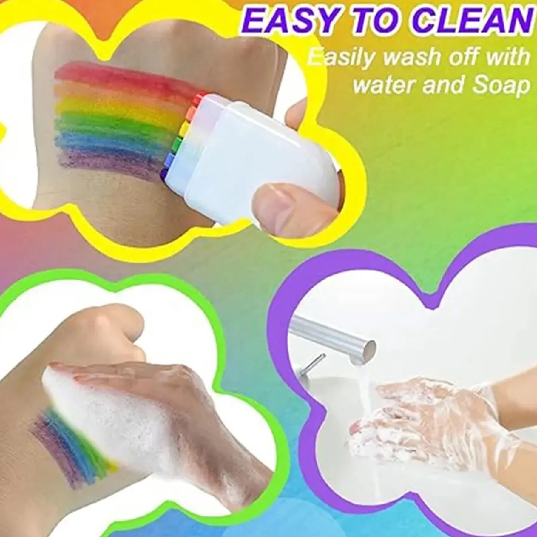 Rainbow Waterproof Makeup Face Painting Stick 3