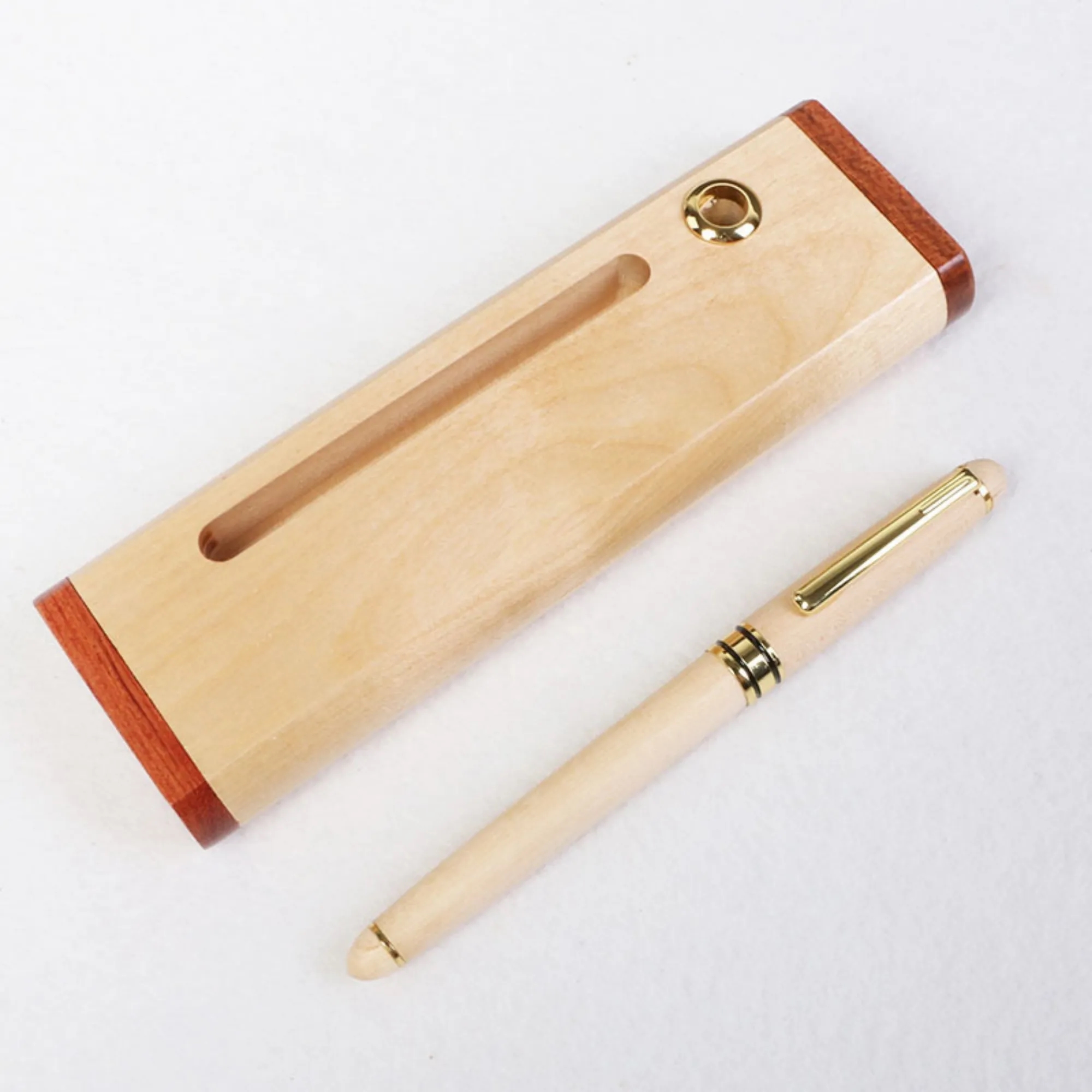 Inlaid Wood and Maple Pen & Business Card Holder Set 7
