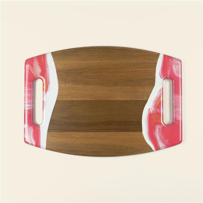 XL Curved Acacia Board With 2 Handles 42