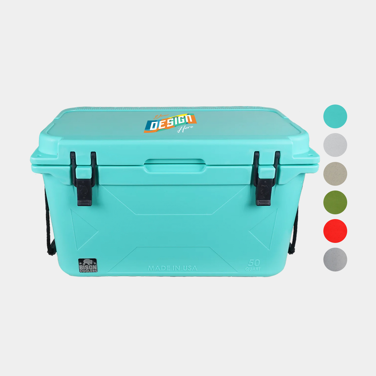 50 QT Bison® USA-Made Hard Cooler Ice Chest (30.5" x 17.625" x 16.5") 2