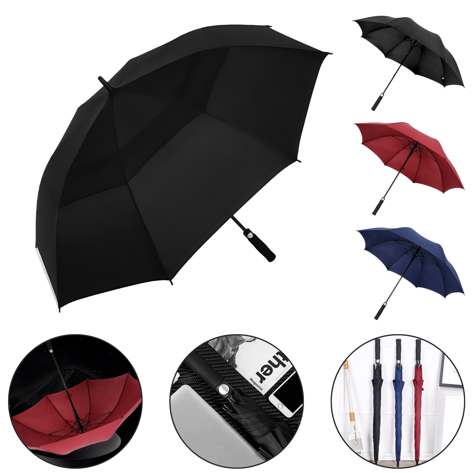 Extra Large Automatic Golf Umbrella with Double Layer Ventilation 4