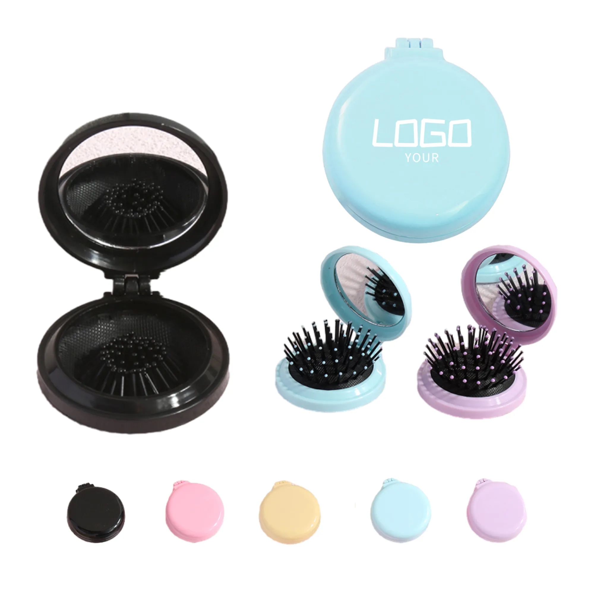 Folding Travel Round  Mirror Hair Comb 3