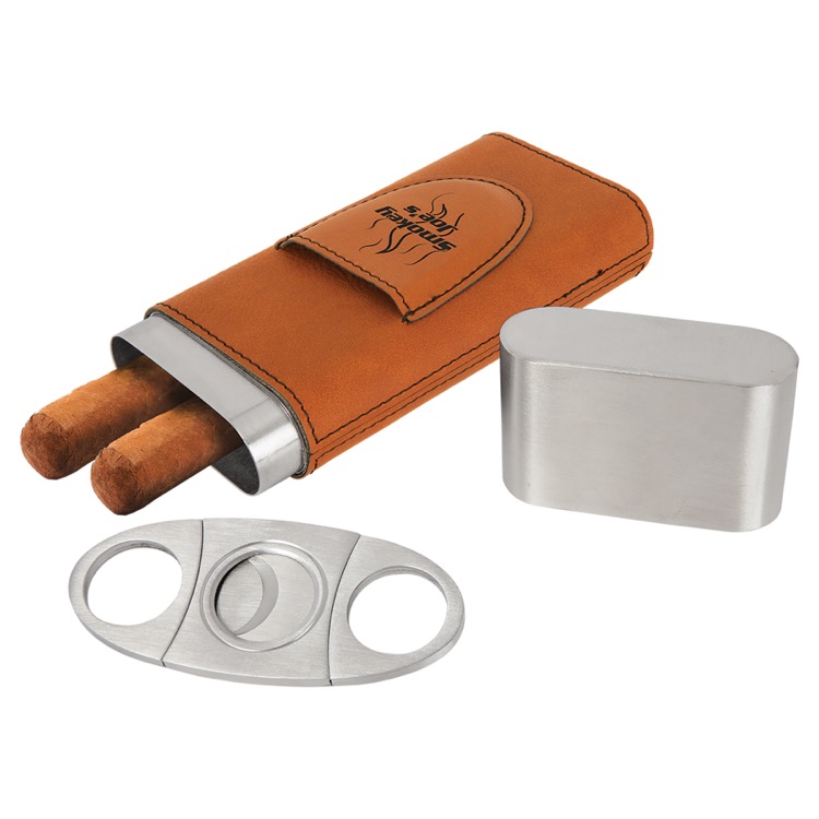 Rawhide Leatherette Cigar Case with Cutter 7