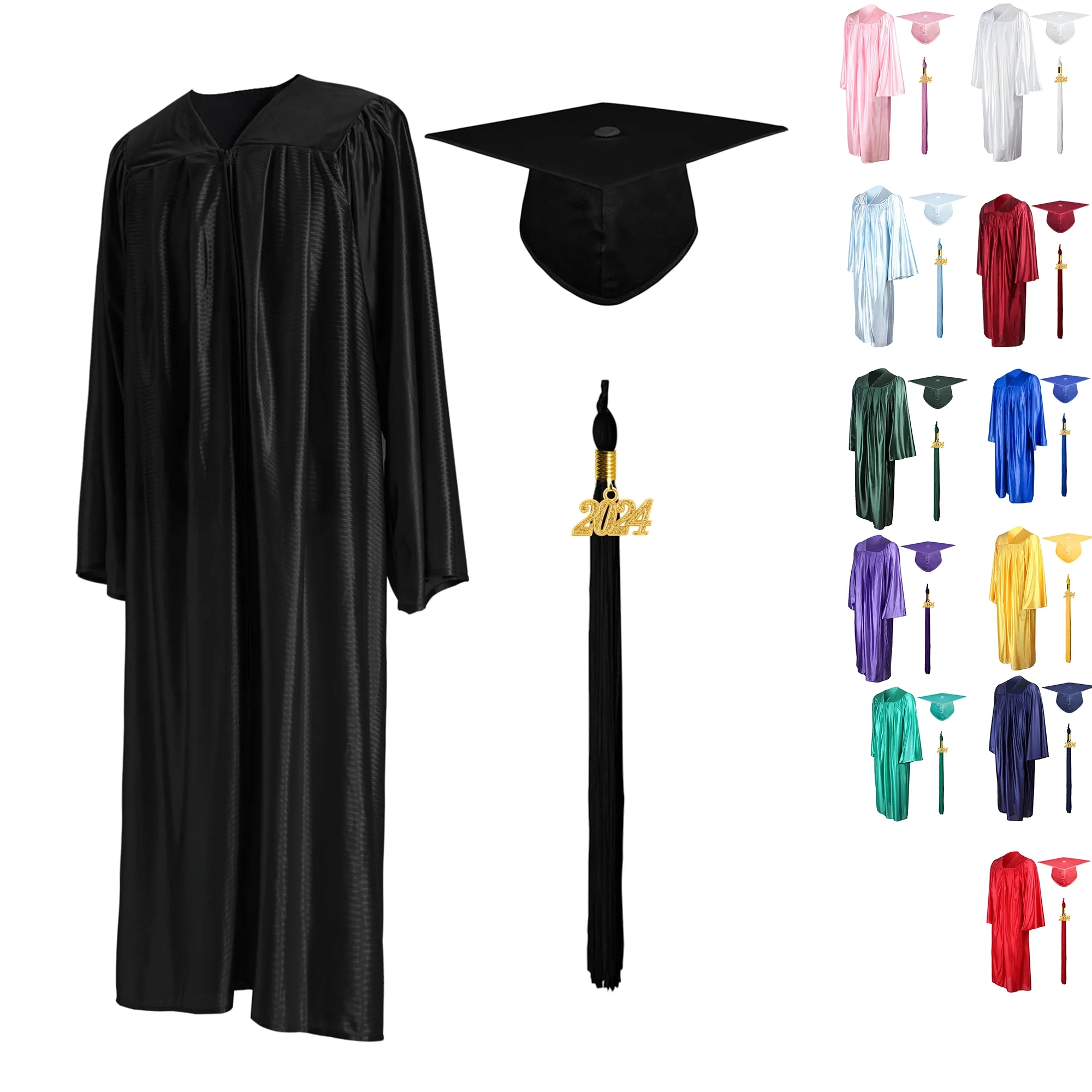 Shiny Graduation Gown Cap Tassel Set 2024 9