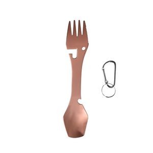 2 In 1 Dual Head Stainless Steel Fork And Square Spoon With Carabiner 17