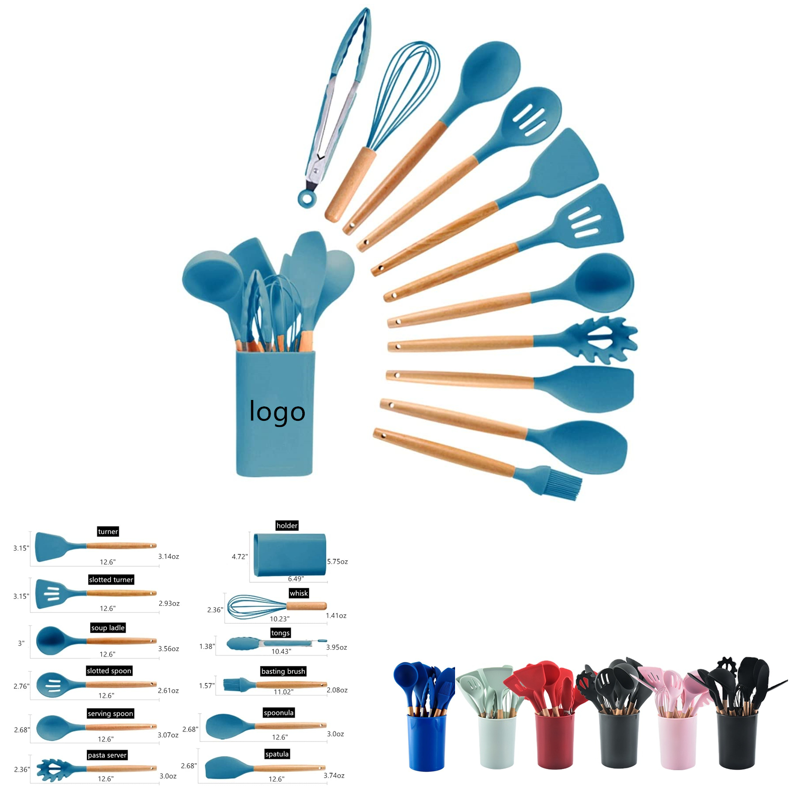 12 Pcs Silicone Cooking Kitchen Utensils Set 2