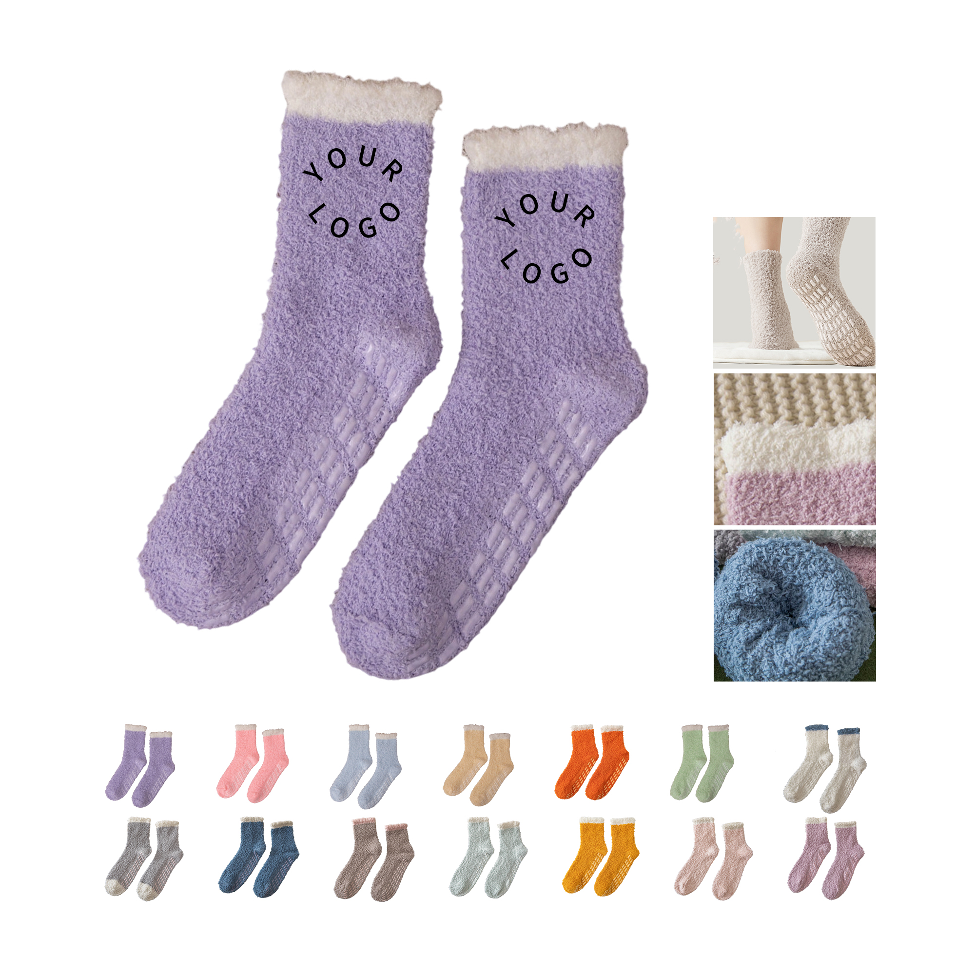 Polyester Non Slip Winter Sock Thickened Warm Grip Design 3