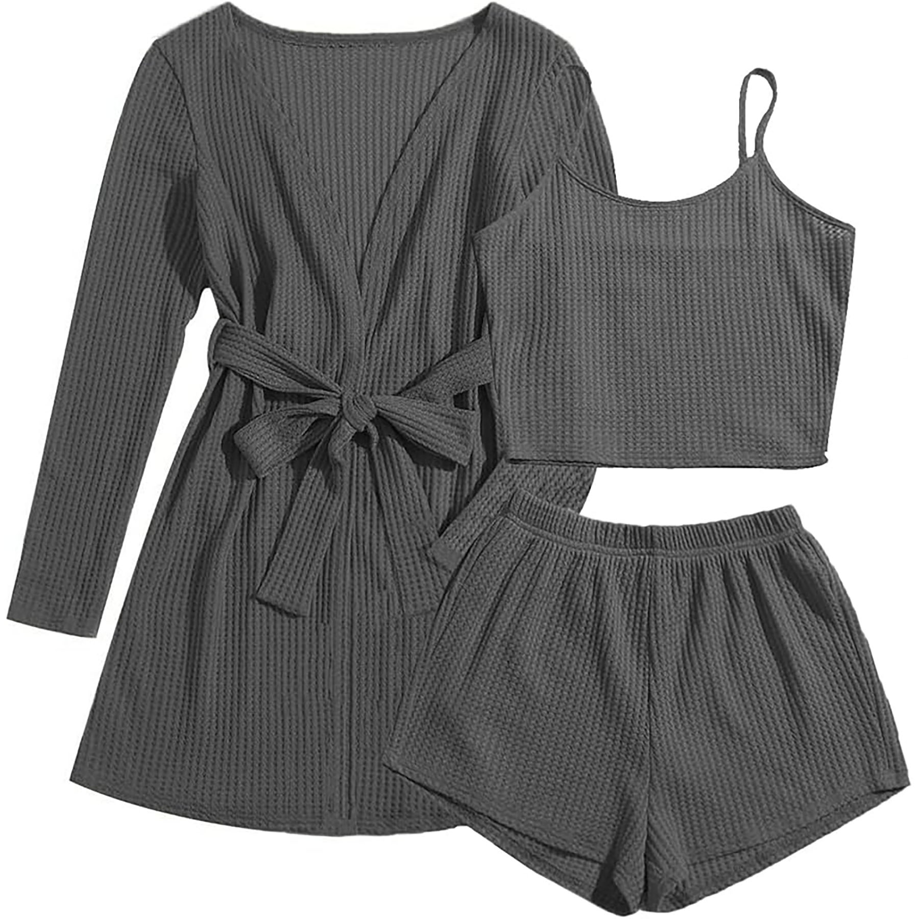  Womens 3 Piece Waffle Knit Pajama 5