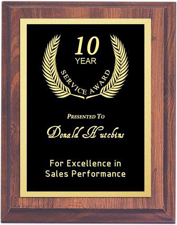 USA Cherry Finish Double Plate Engraved Award Plaque