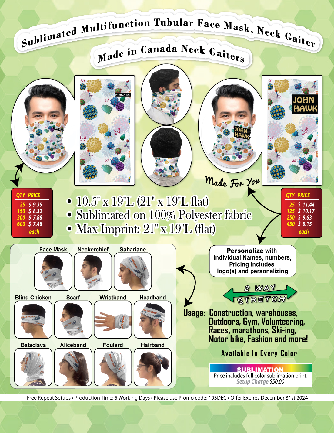 Domestic Made Sublimated Face Mask, Neck Gaiter 4
