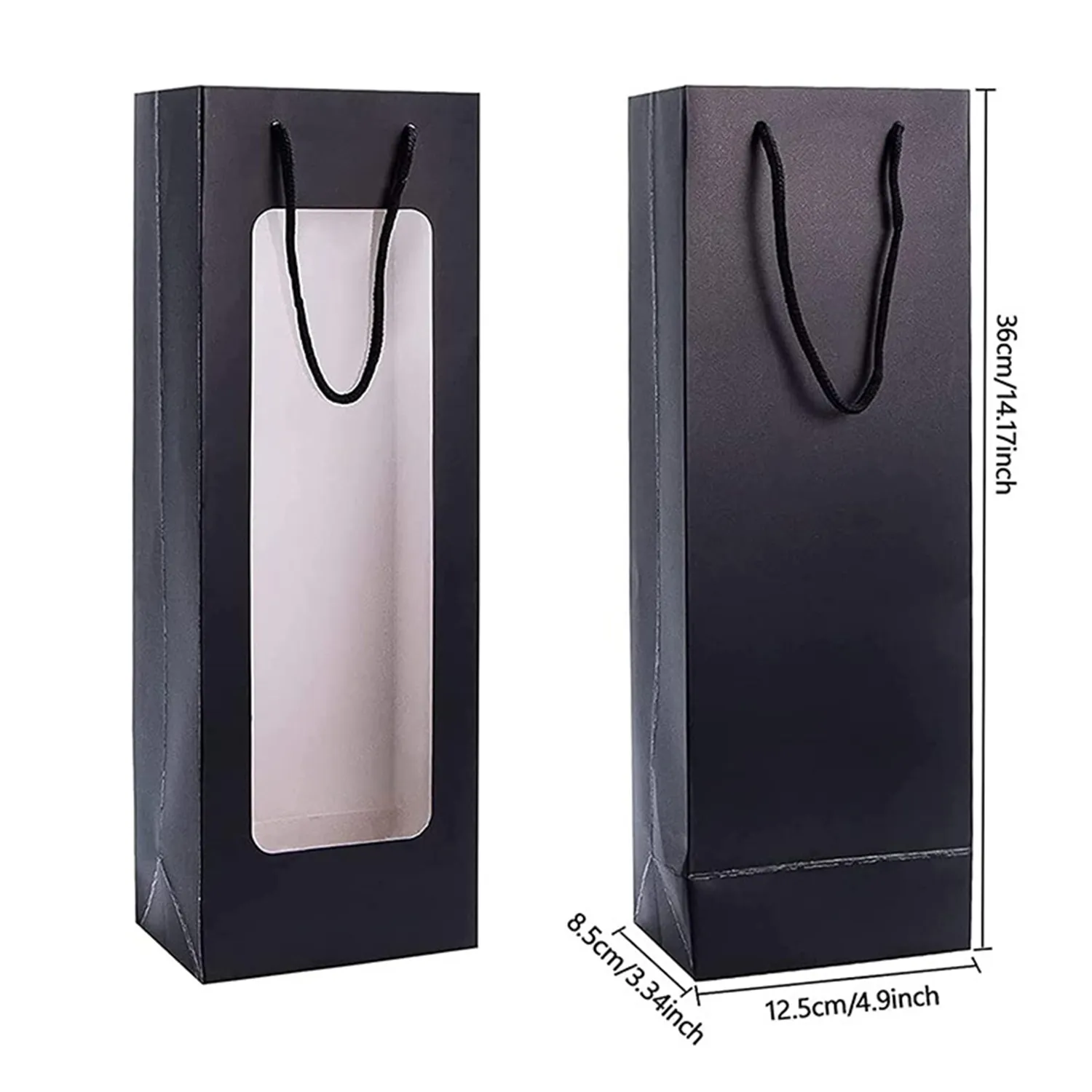 Kraft Paper Wine Gift Bags with Clear Window and Handles 9