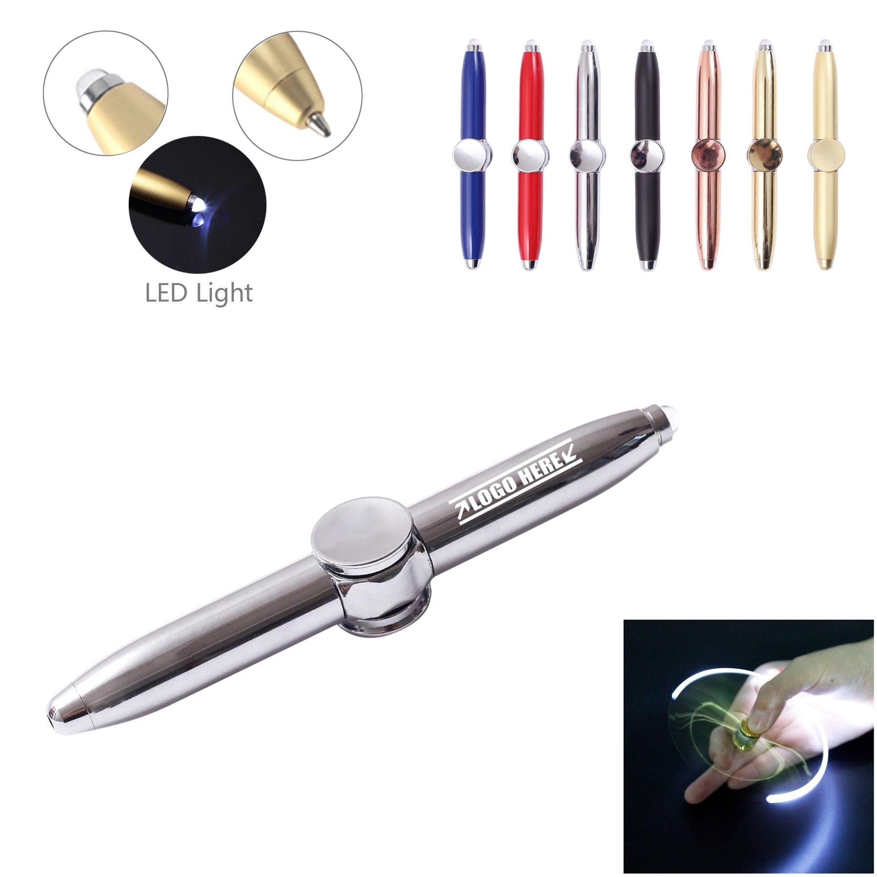 Spinner LED Light Metal Pen 3