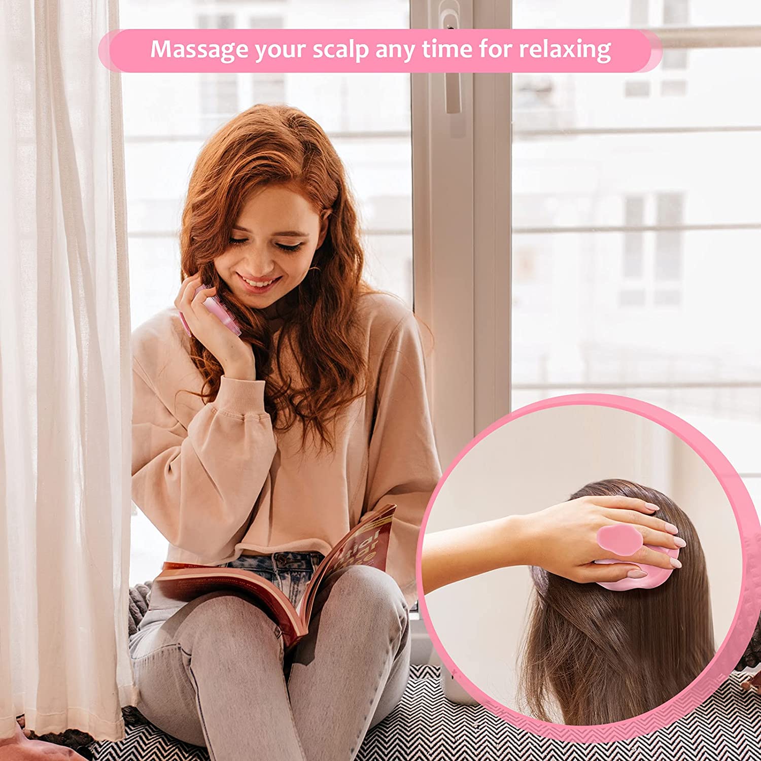 Hair Shampoo Brush w/ Soft Silicone Scalp Massager 4