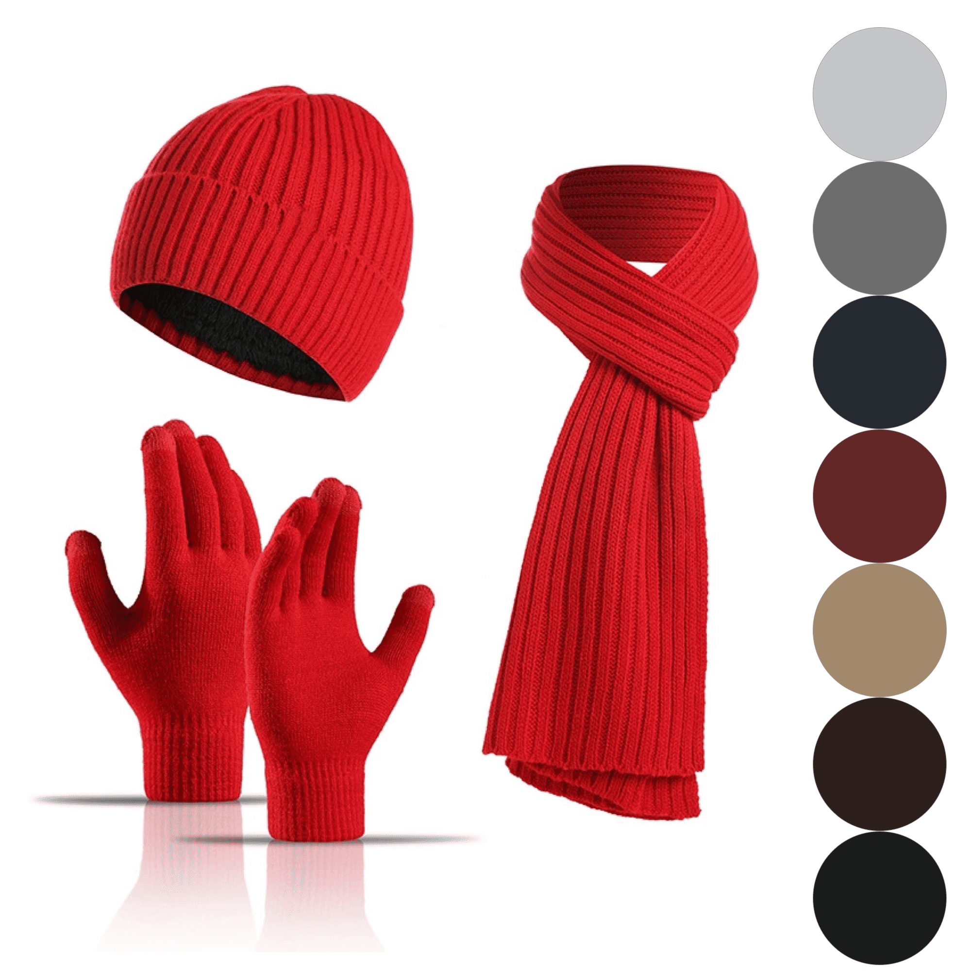 Winter Knitted Acrylic Hat Scarf Glove Set 6