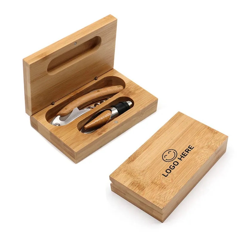 2-Piece Bamboo Wine Opener Set 2