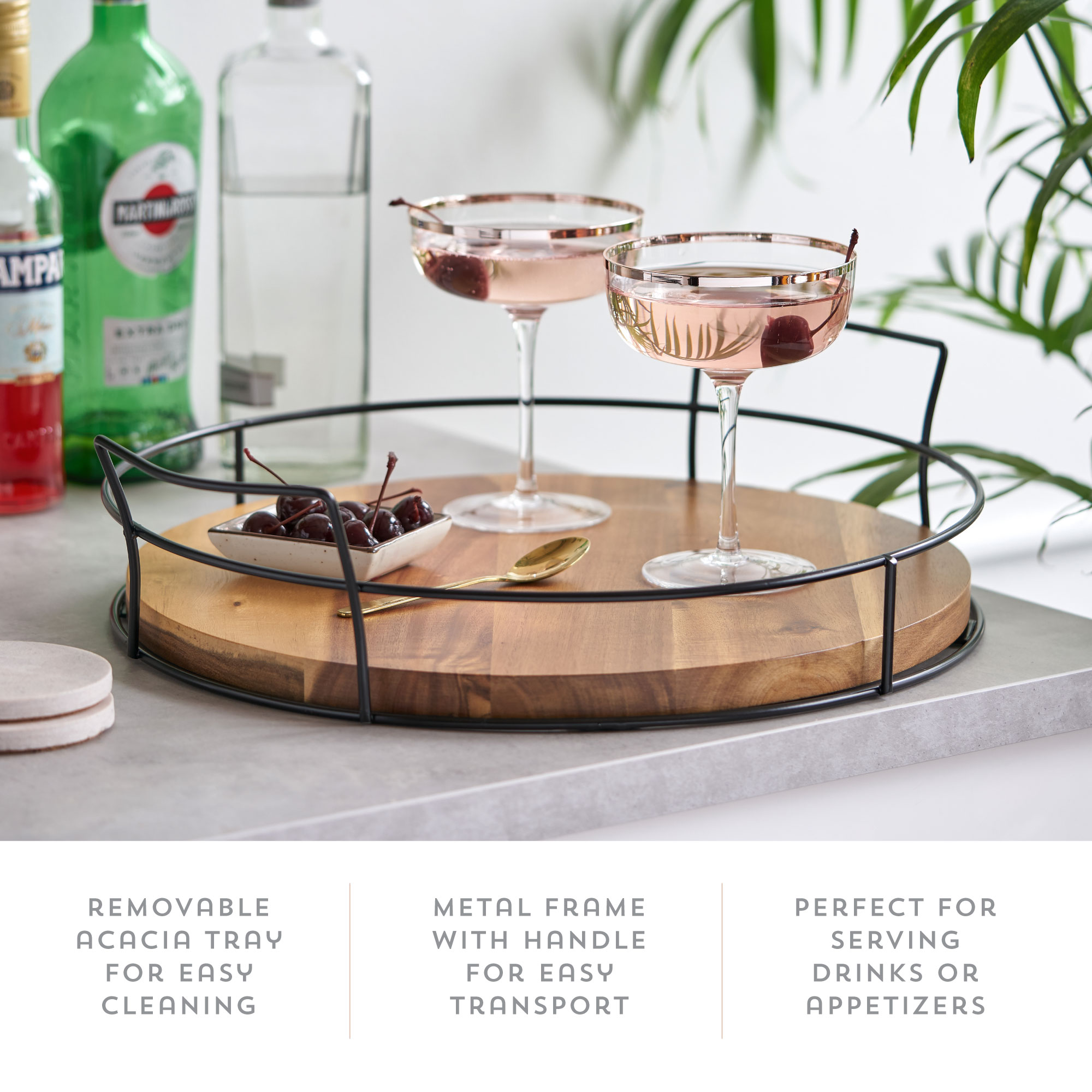 Twine Living® Modern Manor Acacia Cocktail Tray 6