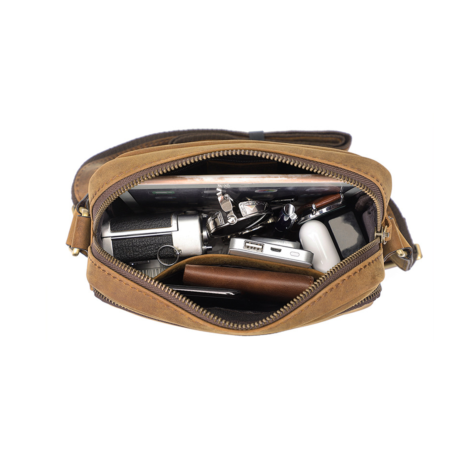 Crazy Horse Leather Men's Crossbody Bag 4