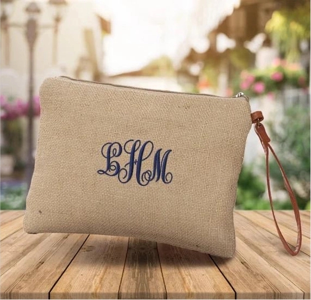 Jute Cosmetic Bag Zipper Pouch 3