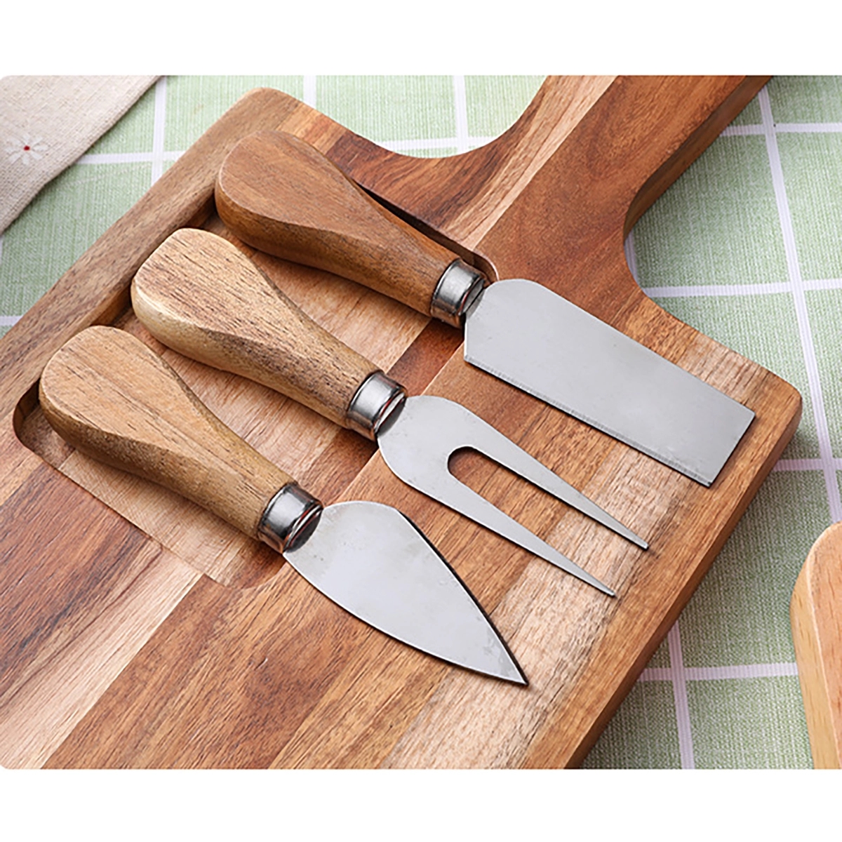 Wooden Cutting Board With Handle And Knife Set 7