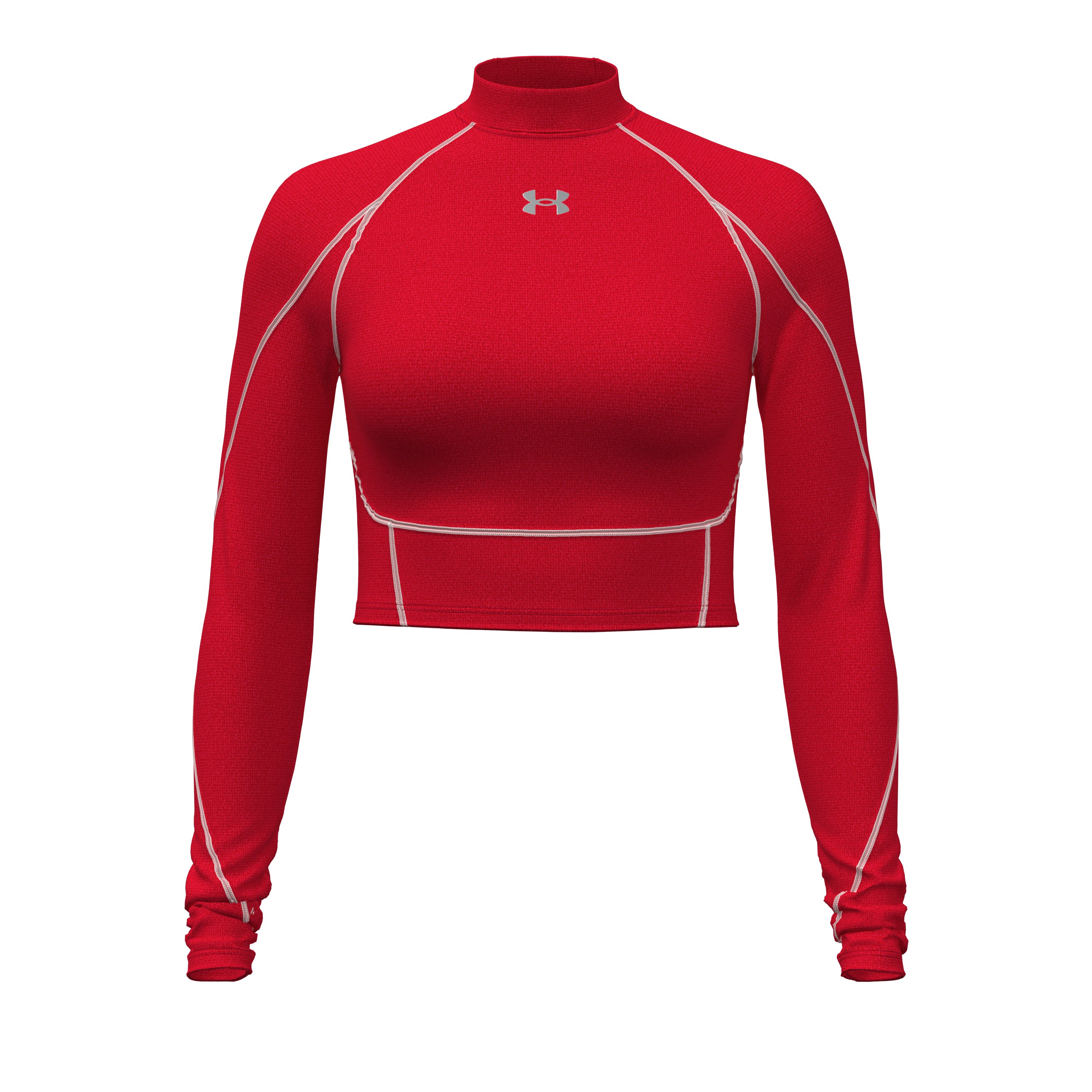 HeatGear Elite Women's Crop Mock Long Sleeve, custom athletic wear with logo imprint 4