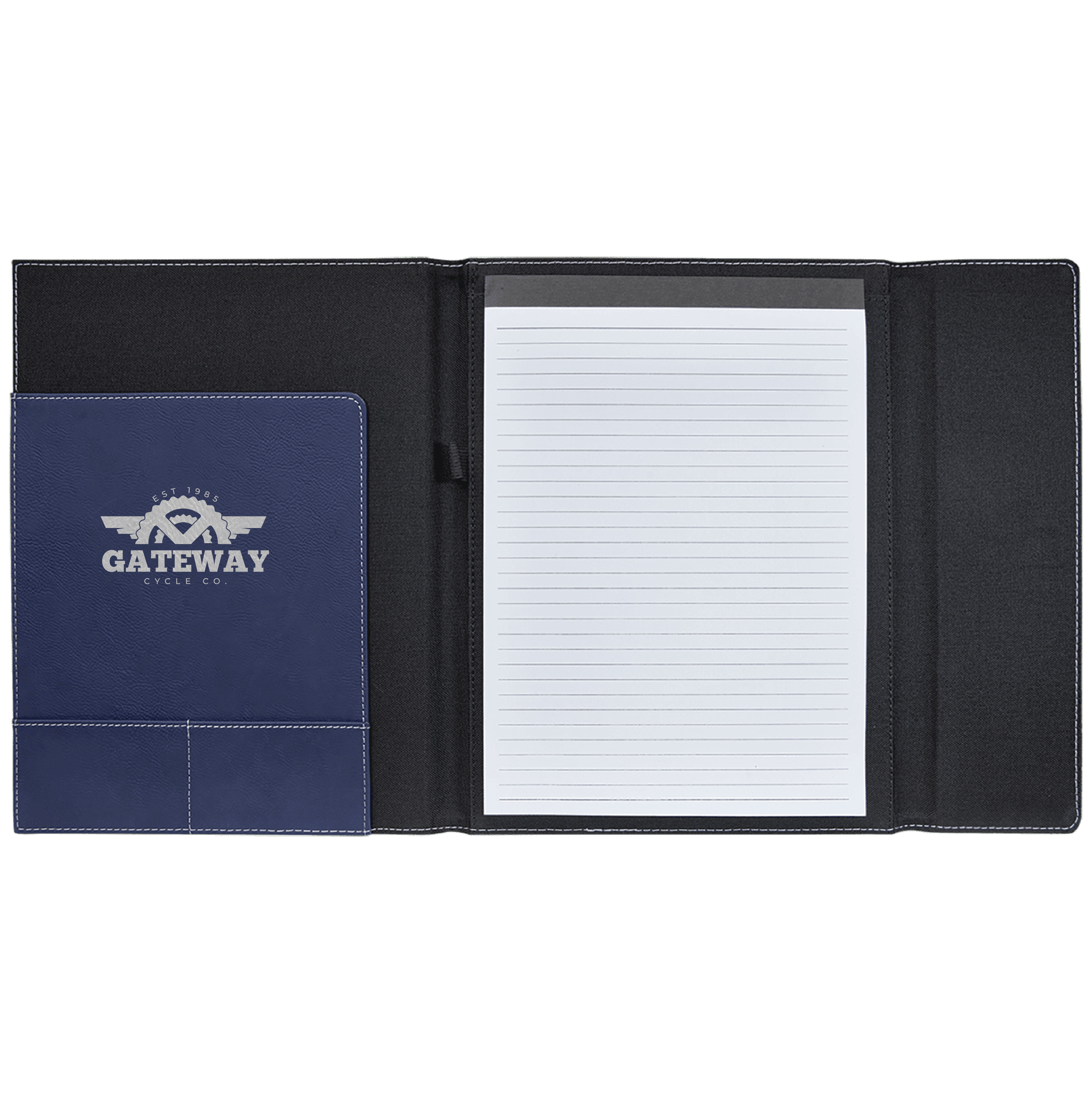 9" x 12" Blue/Silver Leatherette & Black Canvas Portfolio 6