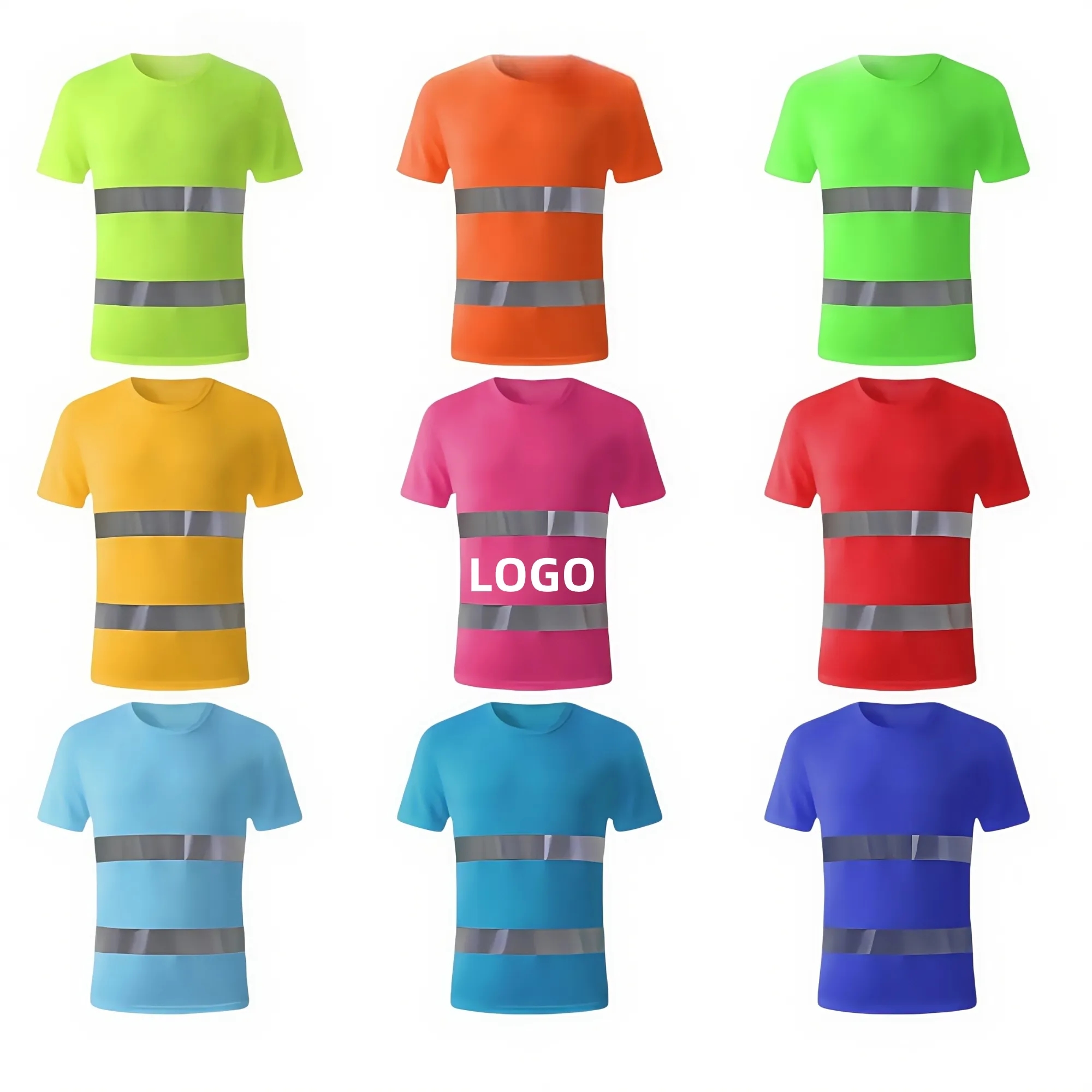 Double Stripe Reflective Crew Neck Short Sleeve 6