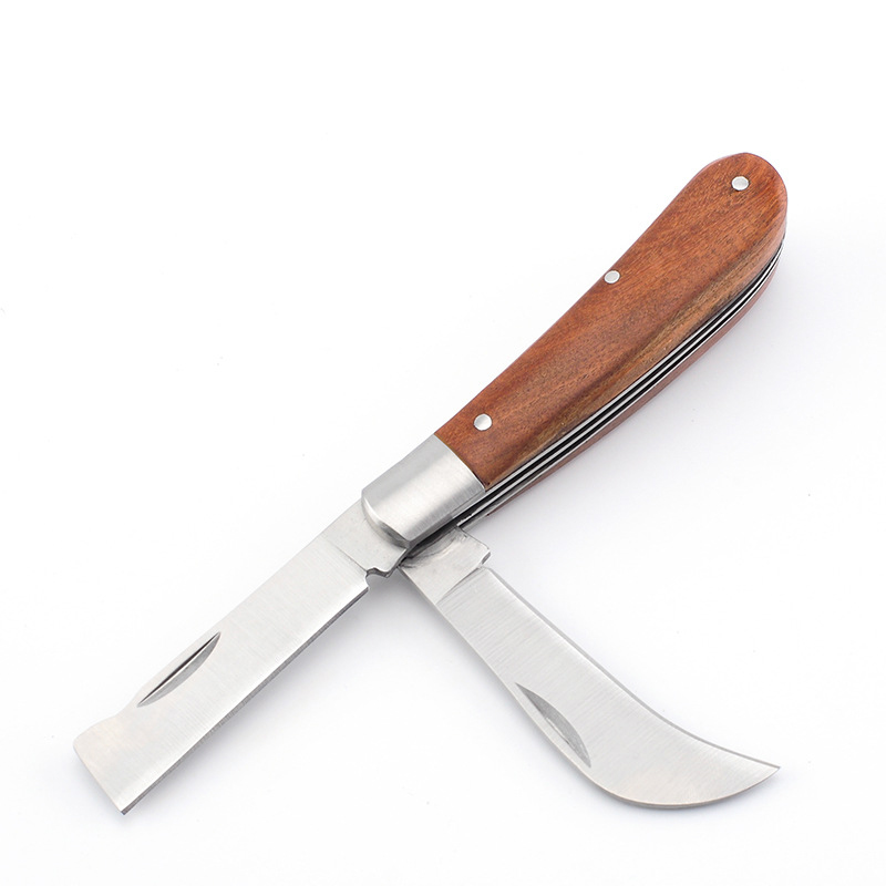 Stainless Steel Folding Pocket Knife with Wooden Handle 6