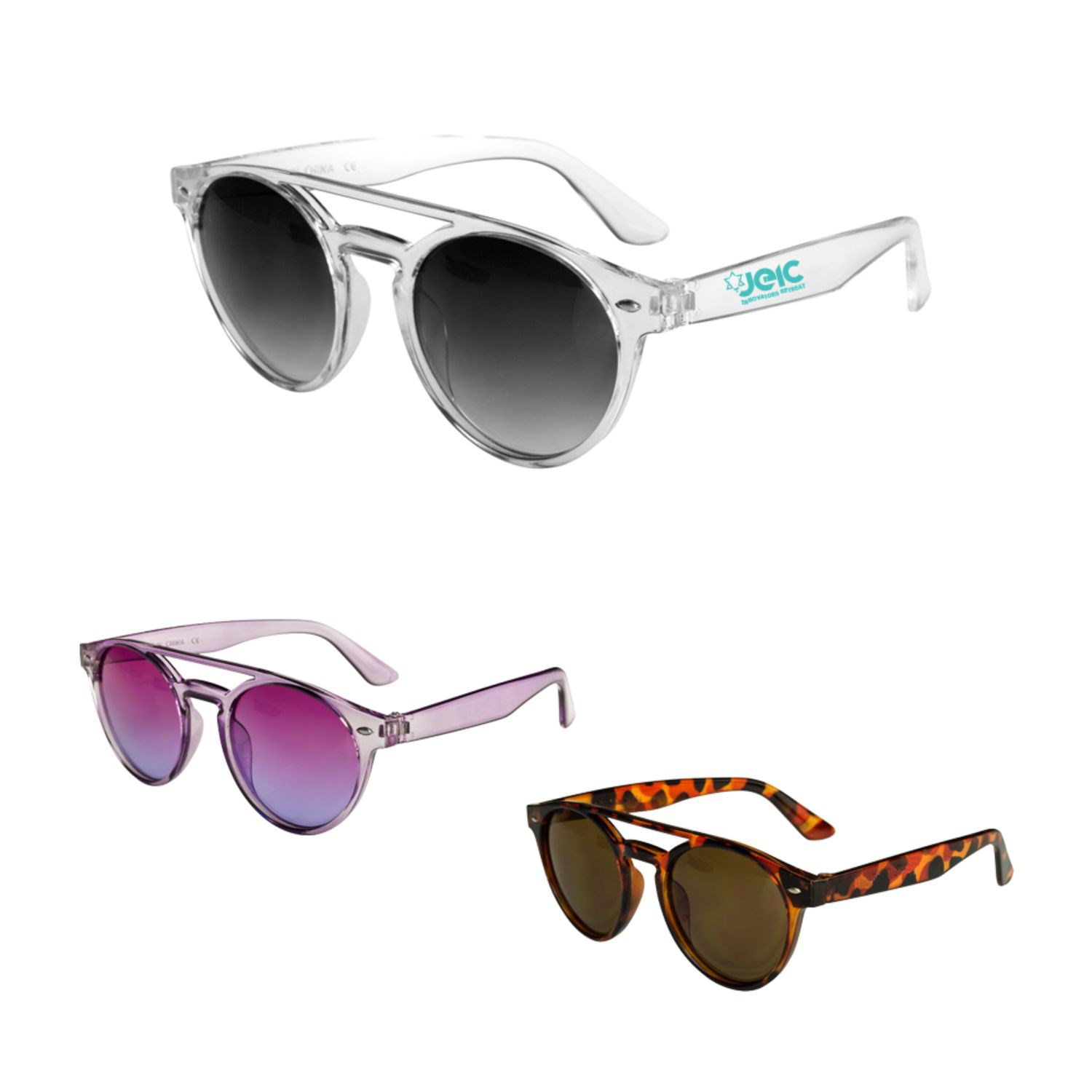 UV Protection Round Sunglasses with Clear Frame 2